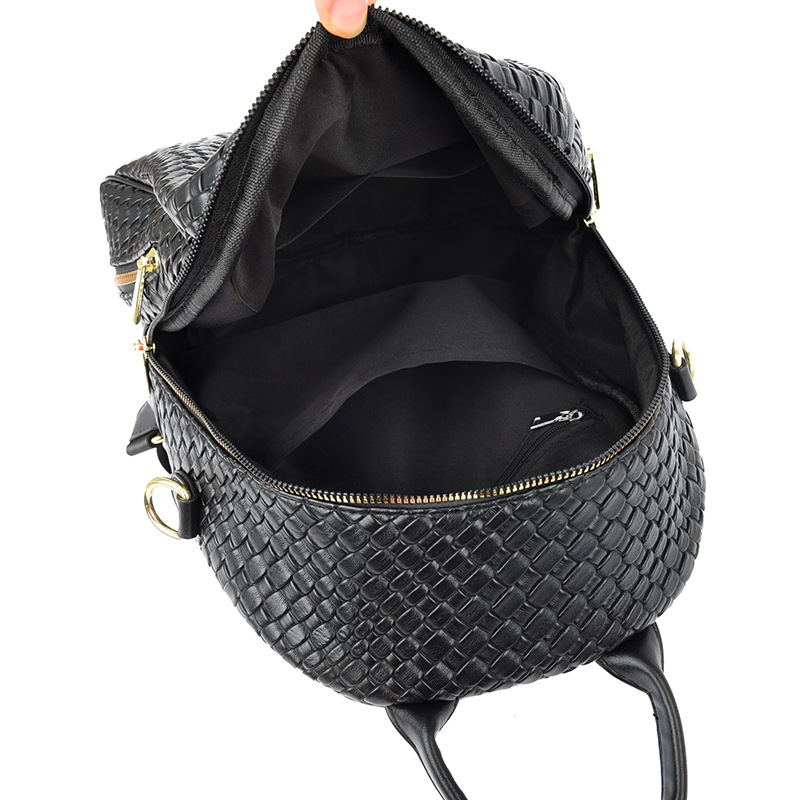 Sac à Dos Femme en Cuir Tressé Élégant avec Ceinture D'Épaule Convertible - حقيبة ظهر جلدية للنساء بتصميم فاخر - 3