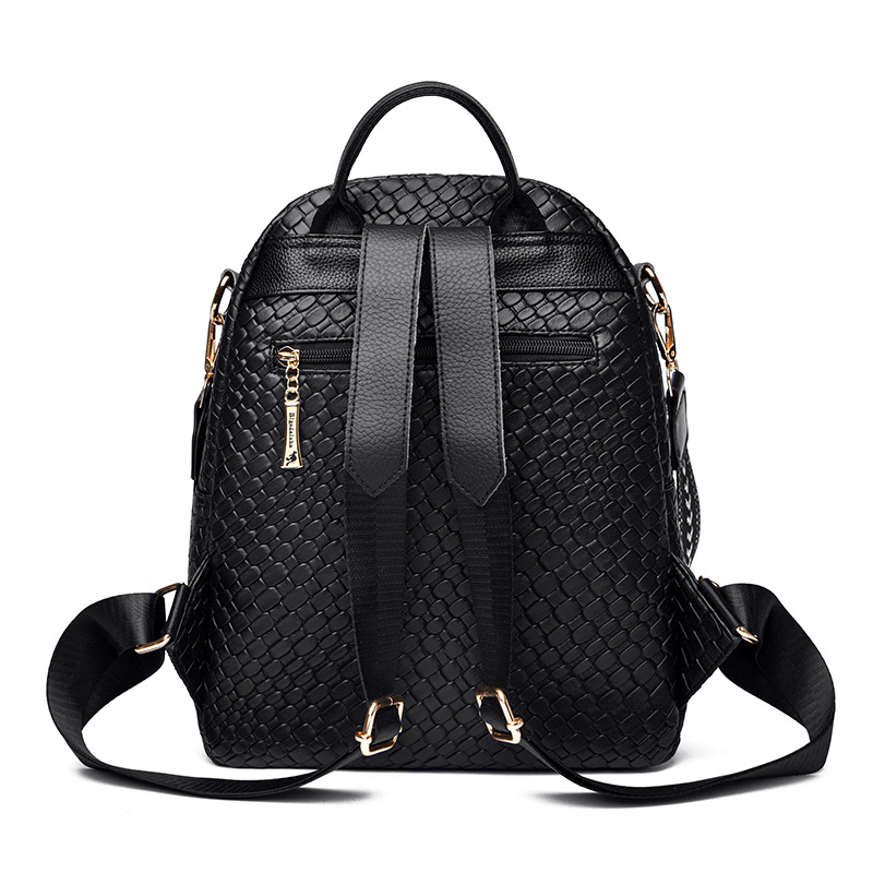 Sac à Dos Femme en Cuir Tressé Élégant avec Ceinture D'Épaule Convertible - حقيبة ظهر جلدية للنساء بتصميم فاخر - 4