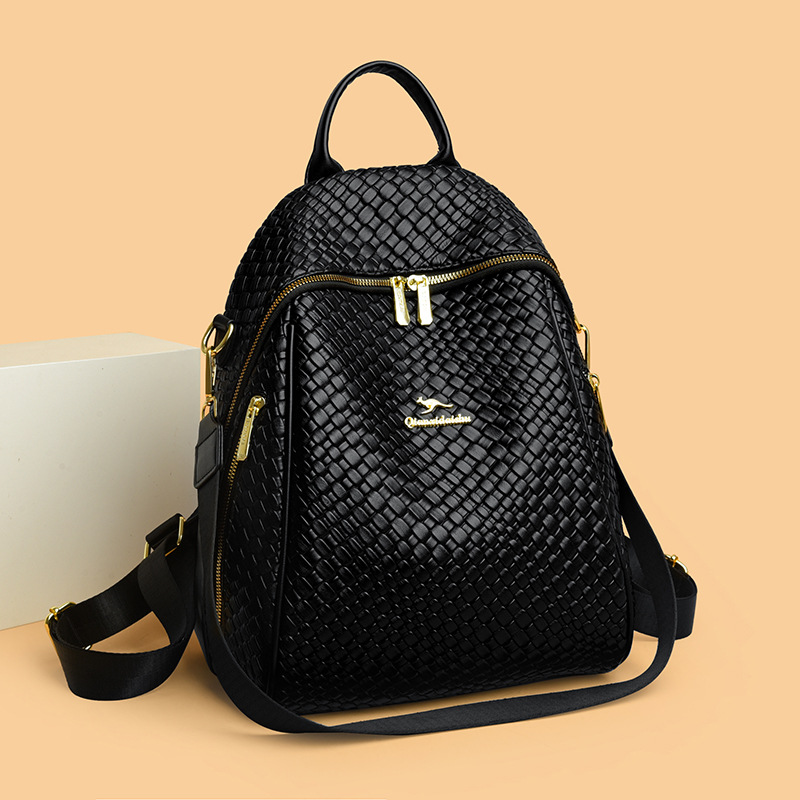 Sac à Dos Femme en Cuir Tressé Élégant avec Ceinture D'Épaule Convertible - حقيبة ظهر جلدية للنساء بتصميم فاخر - 6
