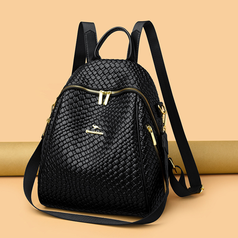 Sac à Dos Femme en Cuir Tressé Élégant avec Ceinture D'Épaule Convertible - حقيبة ظهر جلدية للنساء بتصميم فاخر 10