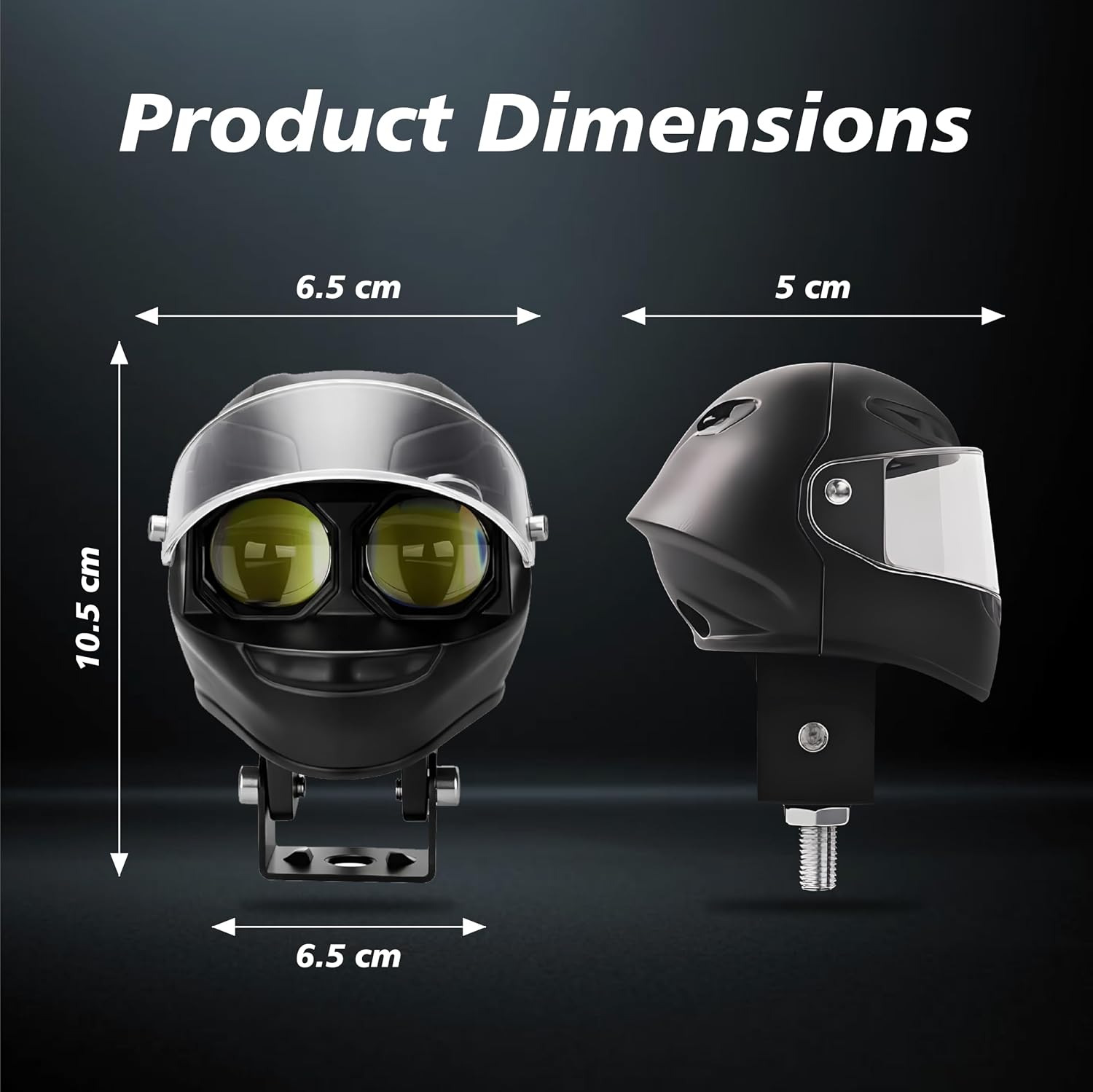 Projecteur LED Auxiliaire pour Moto et Scooter Double Couleur Blanc et Jaune Helmet Design 1Pcs - كشاف إضاءة لدراجات النارية بتصميم خوذة وإضاءة مزدوجة - 1