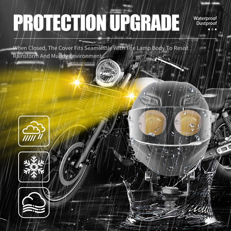 Projecteur LED Auxiliaire pour Moto et Scooter Double Couleur Blanc et Jaune Helmet Design 1Pcs - كشاف إضاءة لدراجات النارية بتصميم خوذة وإضاءة مزدوجة - 7