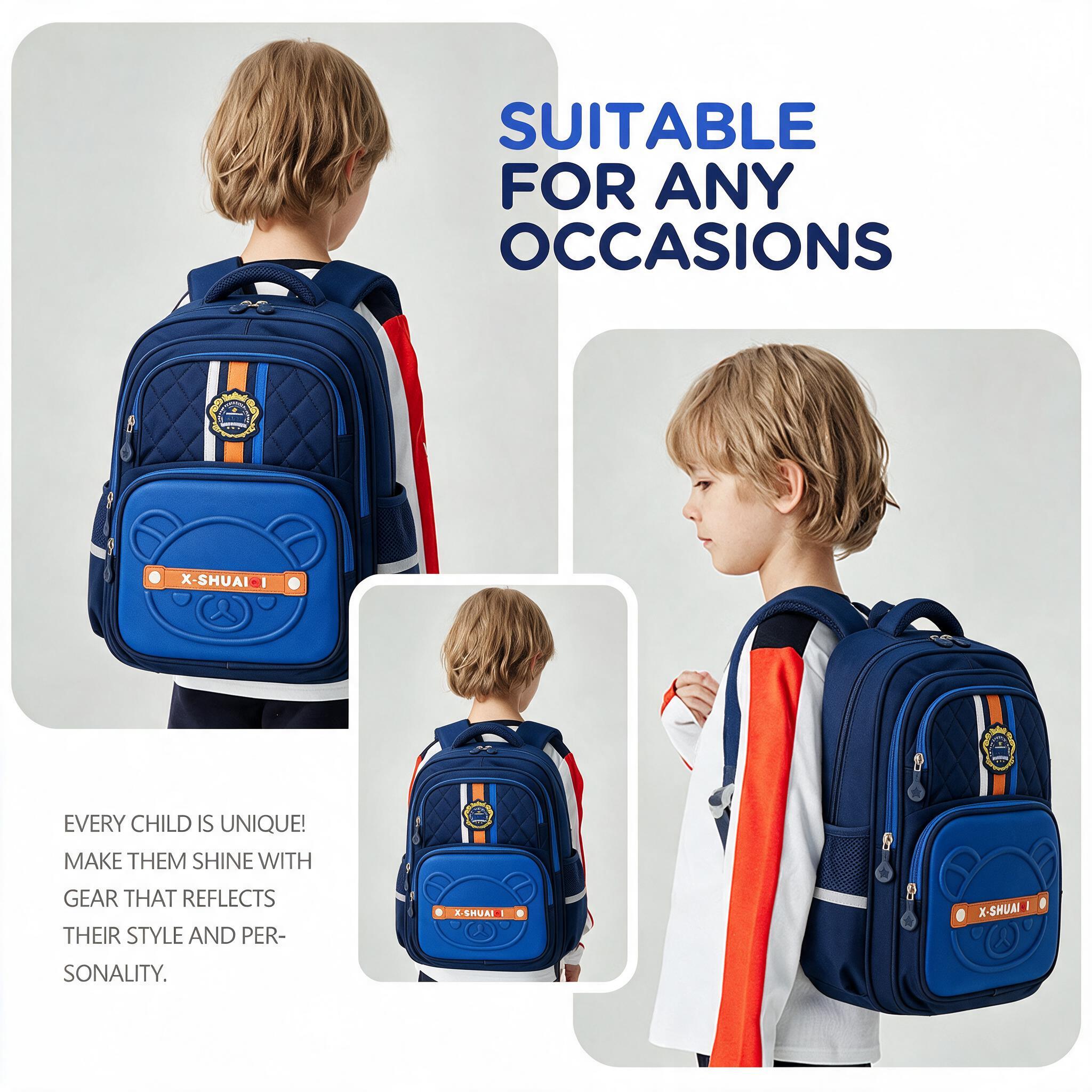 Sac à Dos Scolaire Style Kawaii Grand Volume Tissu Imperméable Bleu SACKDS18B - حقيبة مدرسية بتصميم كاوايي - 2