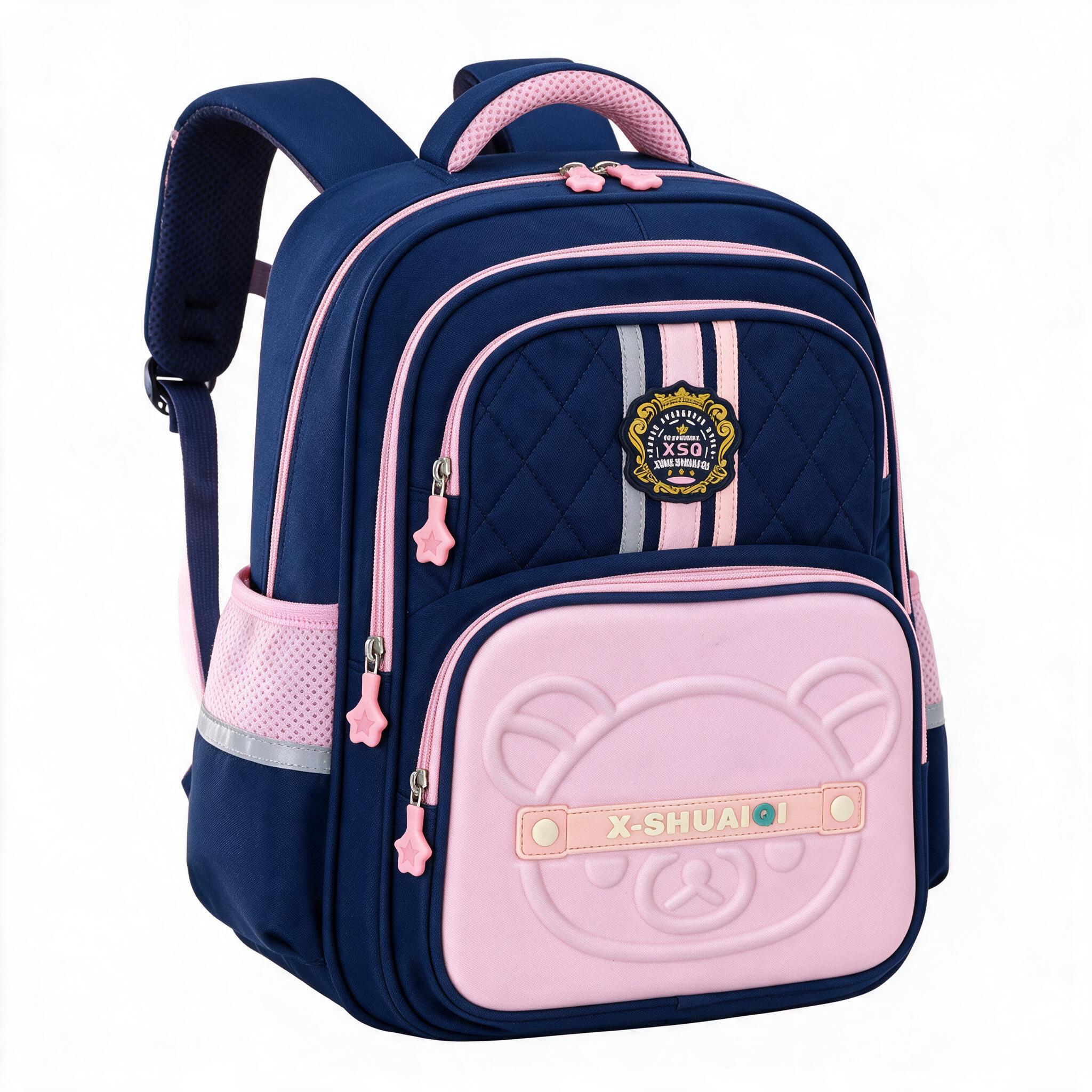 Sac à Dos Scolaire Style Kawaii Grand Volume Tissu Imperméable Bleu et Marron SACKDS18BRS - حقيبة مدرسية بتصميم كاوايي