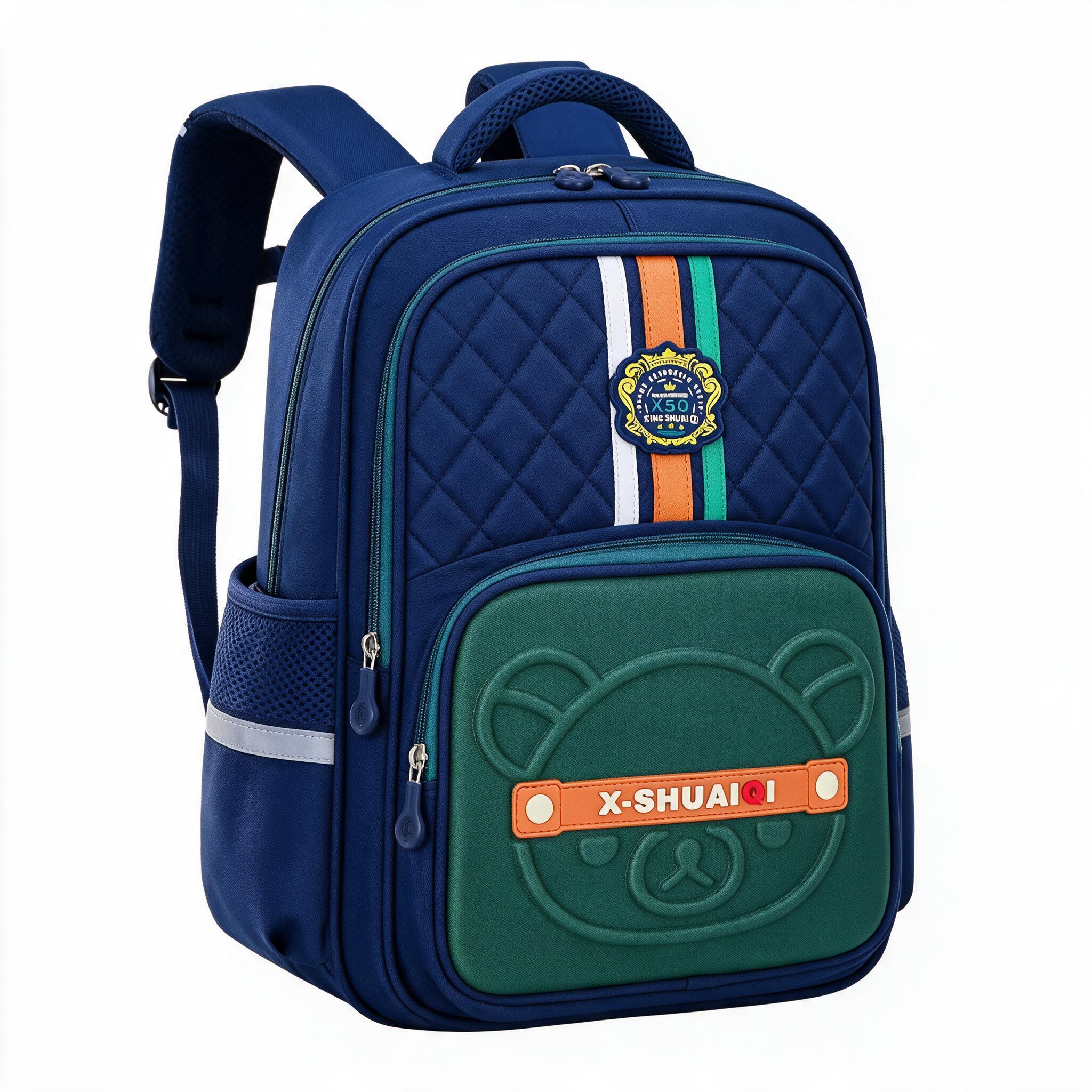 Sac à Dos Scolaire Style Kawaii Grand Volume Tissu Imperméable Bleu et Vert SACKDS18BV - حقيبة مدرسية بتصميم كاوايي - 1