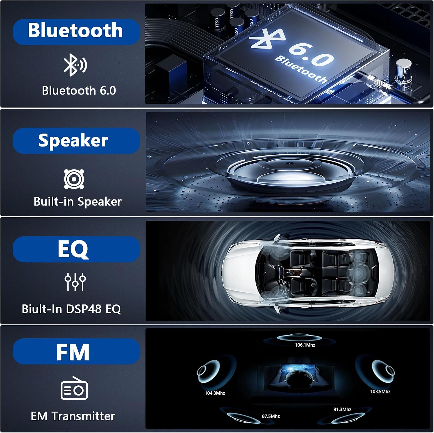 Gazel Autoradio 1Din Écran Tactile 5" IPS - Apple CarPlay et Android Auto Sans Fil Charge Rapide Type-C - راديو سيارة ذكي بشاشة لمس 5 بوصة تدعم و لاسلكيًا - 1