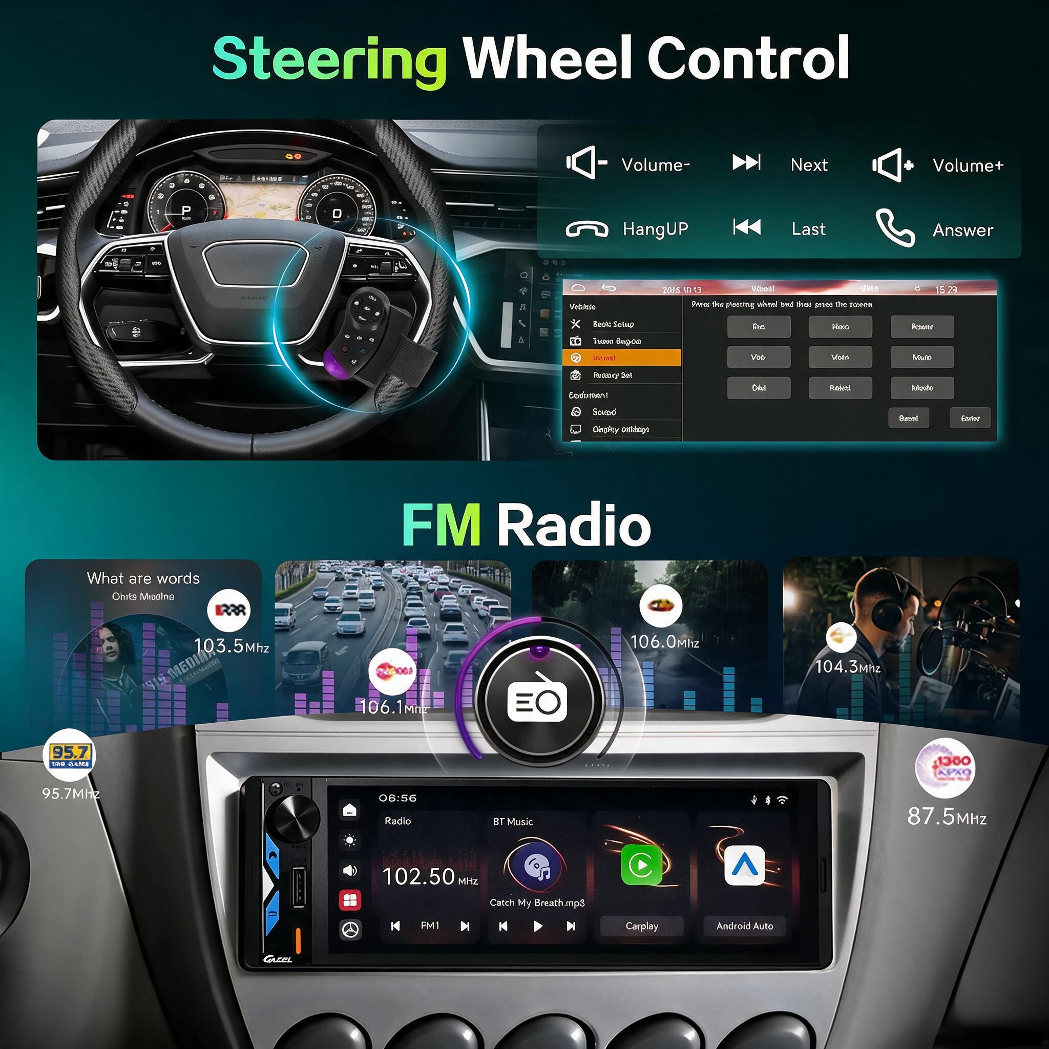 Gazel Autoradio 1Din Écran Tactile 5" IPS - Apple CarPlay et Android Auto Sans Fil Charge Rapide Type-C - راديو سيارة ذكي بشاشة لمس 5 بوصة تدعم و لاسلكيًا 6