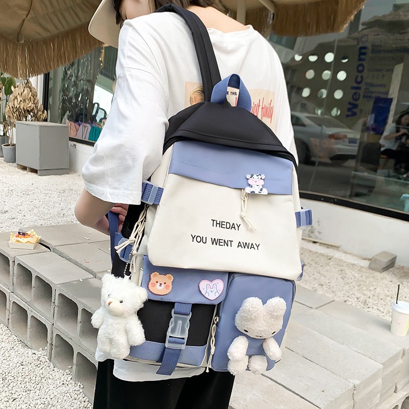 Sac à Dos Multifonctionnel Kawaii Grand Volume Imperméable et Résistant 5Pcs Noir SACKDS25N - حقيبة ظهر بعدة قطع بتصميم كاوايي - 1