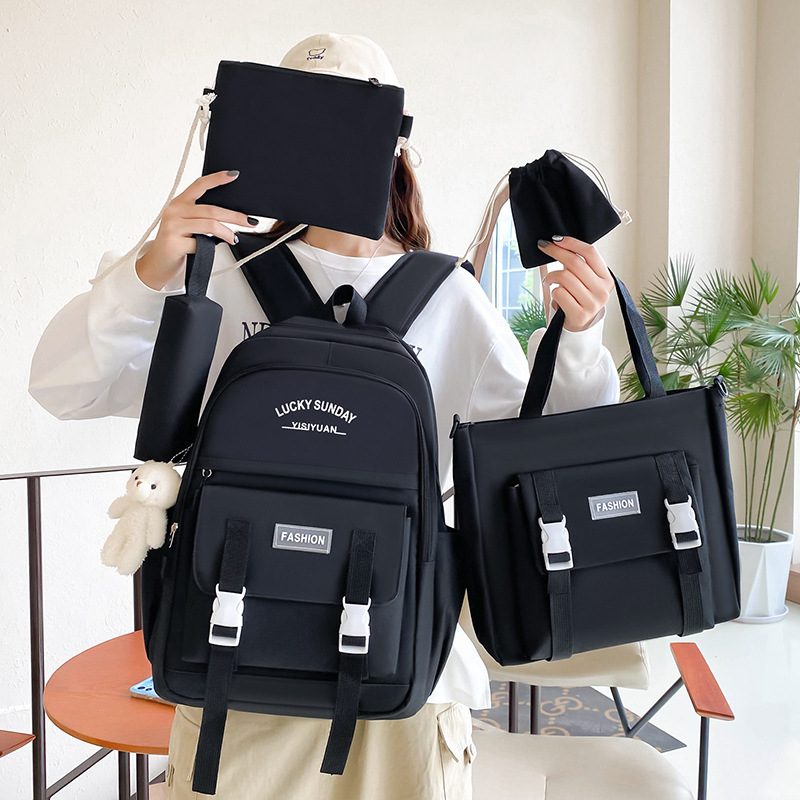Ensemble de sacs à dos Kawai pour adolescents 5Pcs YISIYUAN V2 Noir – محفظة 5 قطع كاواي للبنات - 2