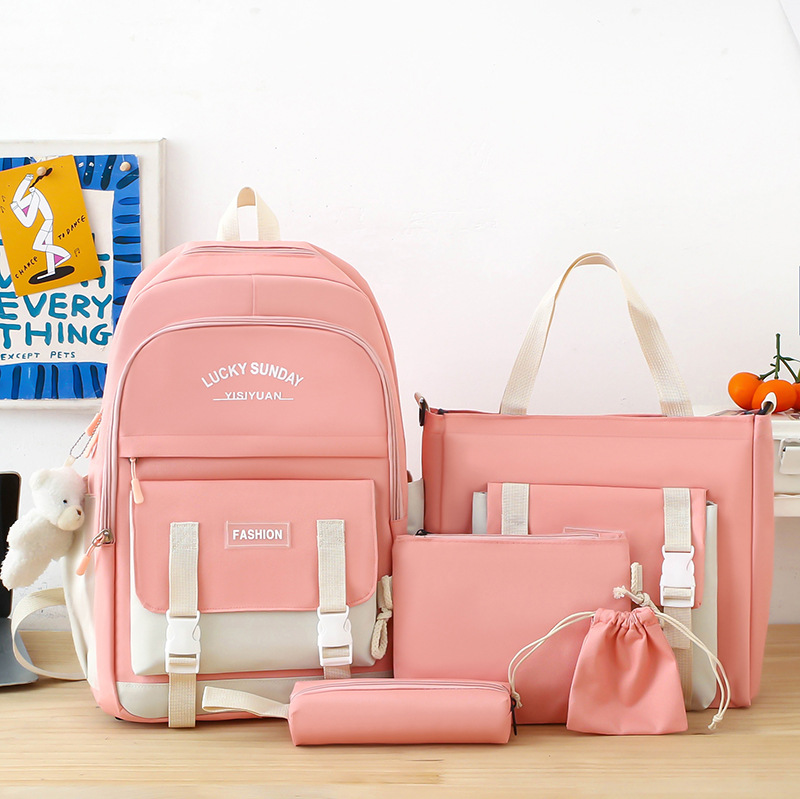 Ensemble de sacs à dos Kawai pour adolescents 5Pcs YISIYUAN V2 Rose – محفظة 5 قطع كاواي للبنات - 2
