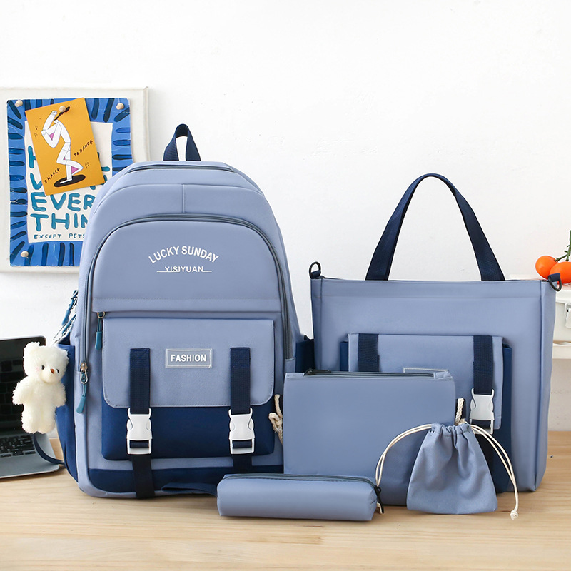 Ensemble de sacs d’école Kawai pour adolescents 5Pcs YISIYUAN Bleu – محفظة 5 قطع كاواي للبنات - 2