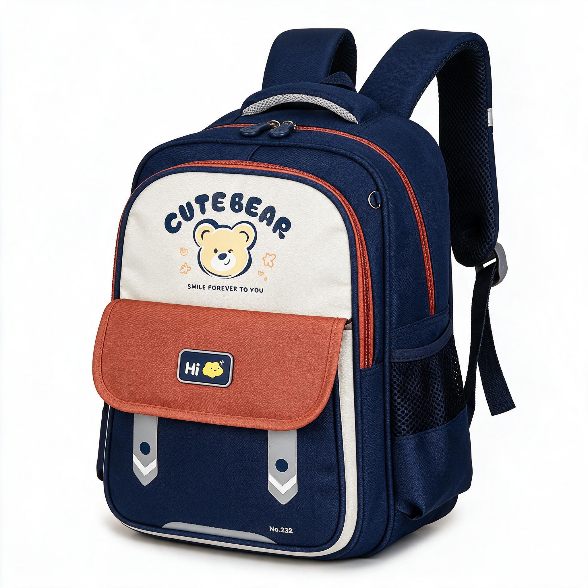Sac à Dos Scolaire Enfant Motif Ours Cute Bear Design Ergonomique Bleu et Rouge SACKDS28BRG - حقيبة ظهر مدرسية للأطفال بتصميم الدب اللطيف