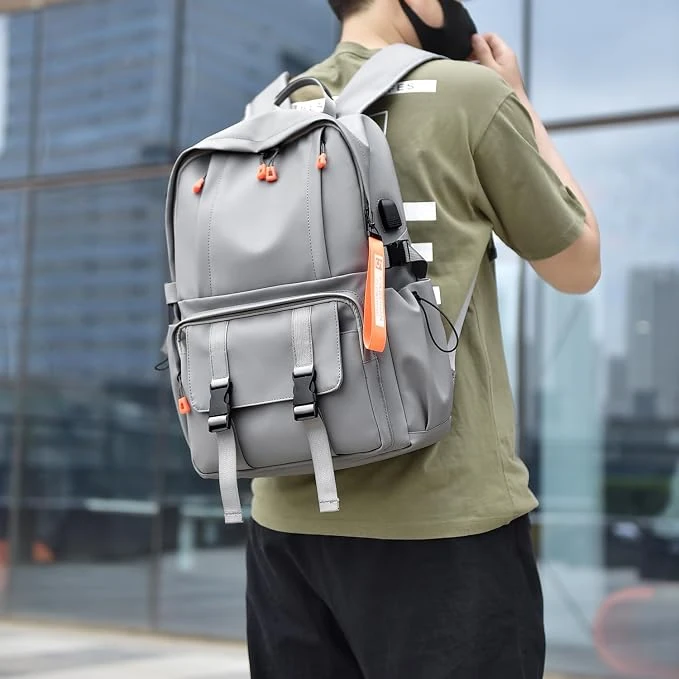 Sac à Dos Ergonomique et Imperméable Port USB Intégré Gris SACHM02G - حقيبة ظهر متعددة الوظائف للعمل والسفر مع منفذ شحن 3