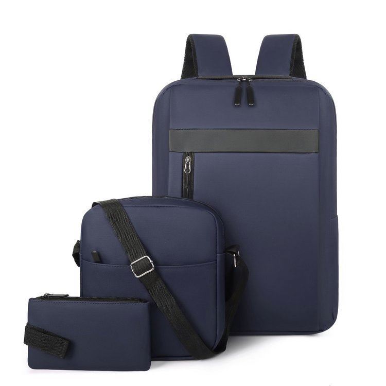 Ensemble 3 PCS sac a dos Élégant et Imperméable pour Homme Avec Port USB Bleu Mat-02 - طقم حقائب رجالية أنيقة 3 في 1 مع منفذ شحن 1
