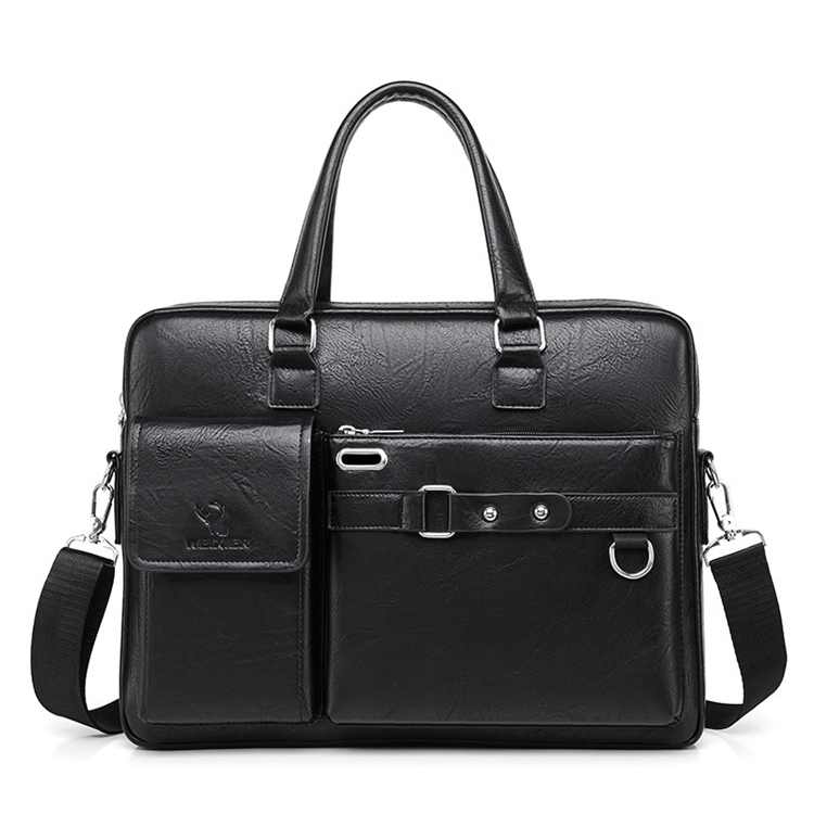 Sac à main Business Vintage en cuir PU 14 pouces V8 Noir - حقيبة يد وكتف جلدية فاخرة للرجال ولرجال الأعمال
