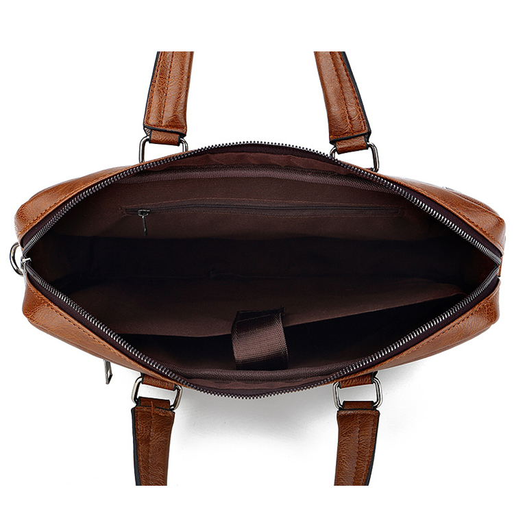 Sac à main Business Vintage en cuir PU 14 pouces V8 Marron Clair - حقيبة يد وكتف جلدية فاخرة للرجال ولرجال الأعمال - 3