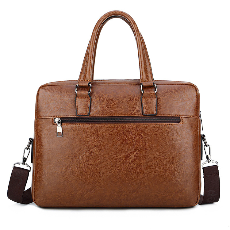Sac à main Business Vintage en cuir PU 14 pouces V8 Marron Clair - حقيبة يد وكتف جلدية فاخرة للرجال ولرجال الأعمال - 5
