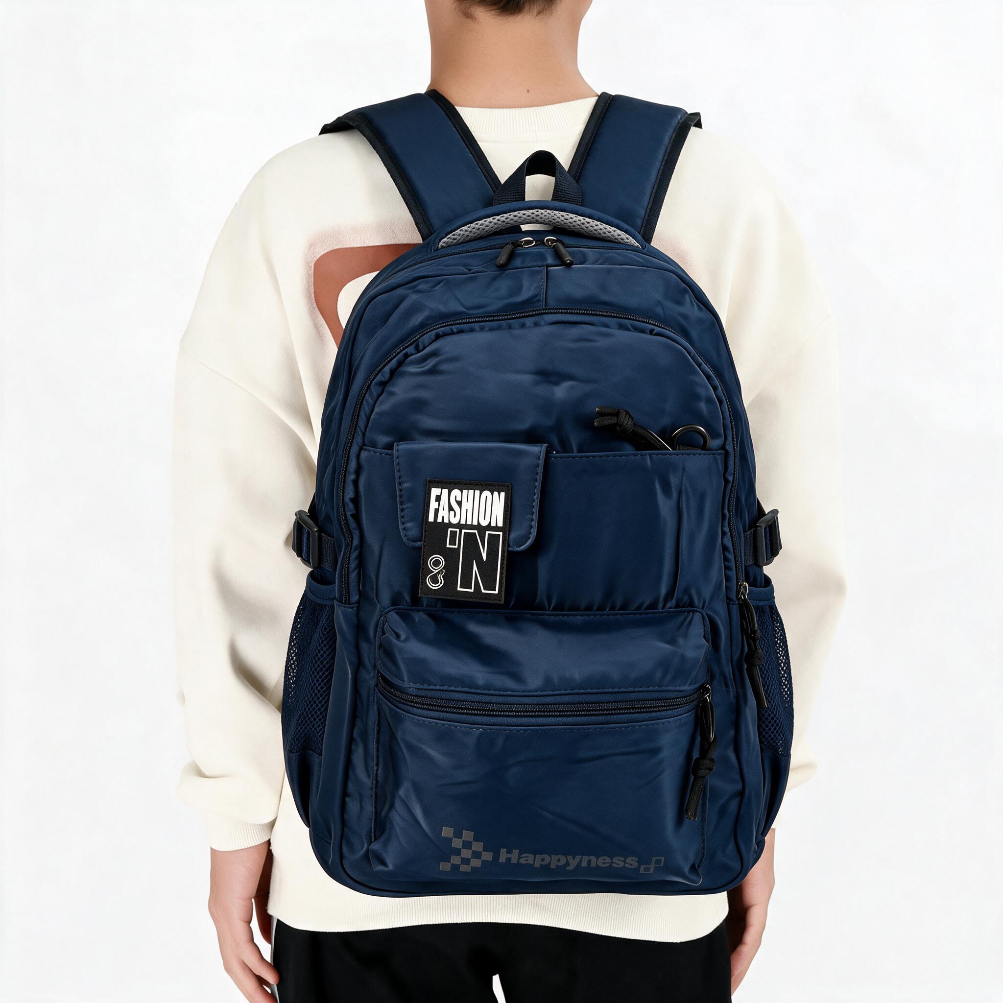 Sac à Dos Multi-Poches et Grand Volume Tissu Résistant Imperméable Style Trendy Bleu SACHM05BL - حقيبة ظهر عصرية متعددة الجيوب - 2
