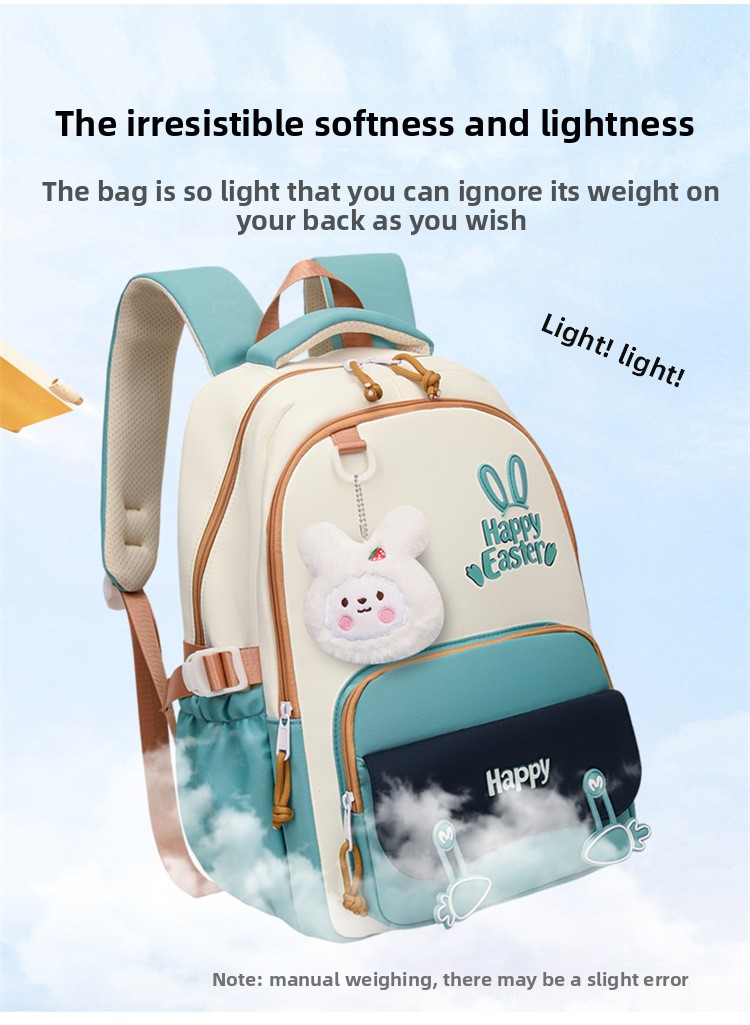 Sac à Dos Scolaire Motif Lapin Happy Easter Ergonomique Tissu Imperméable Vert SACKDS31V - حقيبة ظهر مدرسية وعصرية بتصميم الأرنب اللطيف - 5