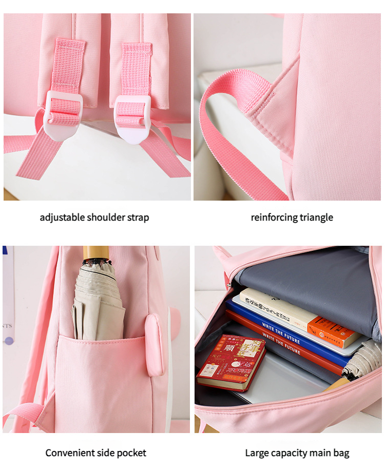 Sac à Dos Scolaires Enfant 3 en 1 Motif Grenouille Rose Language Style Dos Kawaii Rose SACKDS32RS - طقم حقائب مدرسية للأطفال 3 في 1 بتصميم الضفدع اللطيف - 4