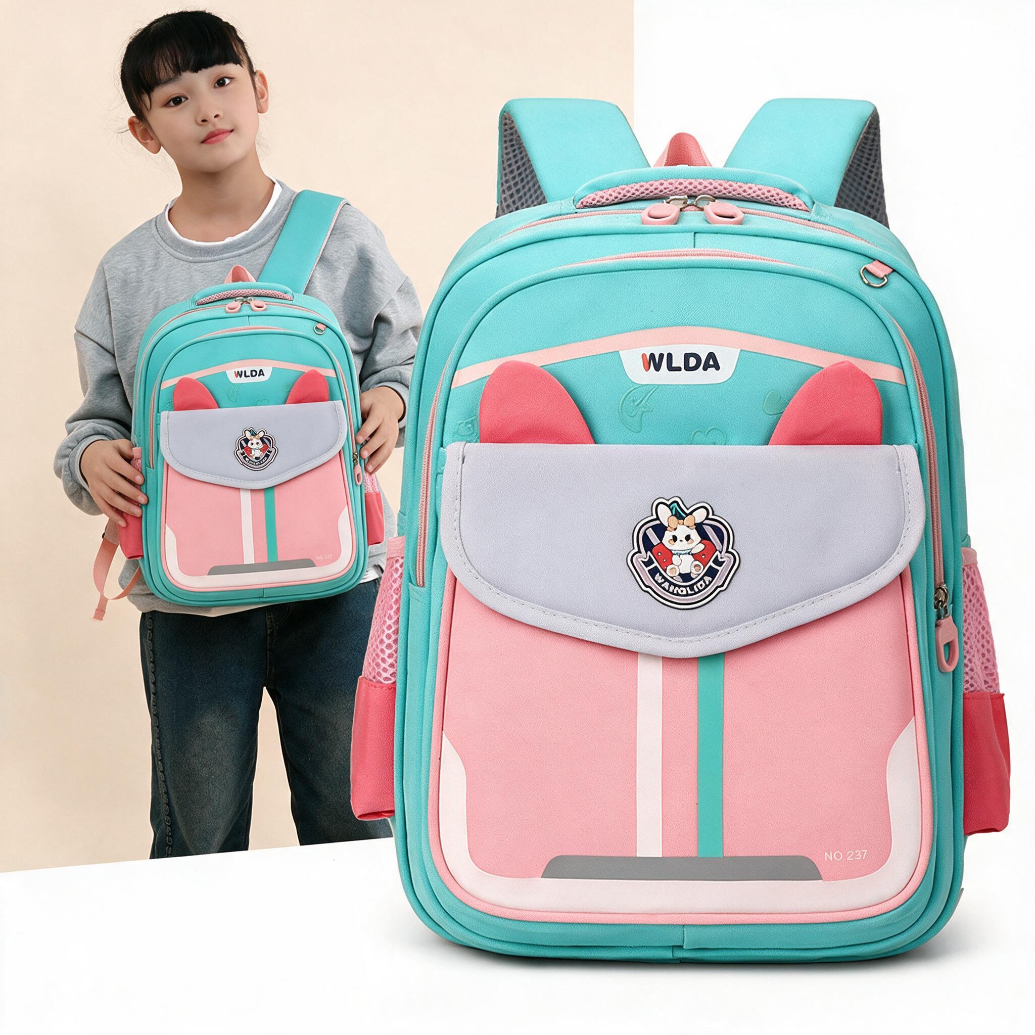 Sac à Dos Scolaire Enfant Design Oreilles Ergonomique Tissu Imperméable pour Primaire Bleu et Rose SACKDS30BRS - حقيبة ظهر مدرسية للأطفال  2