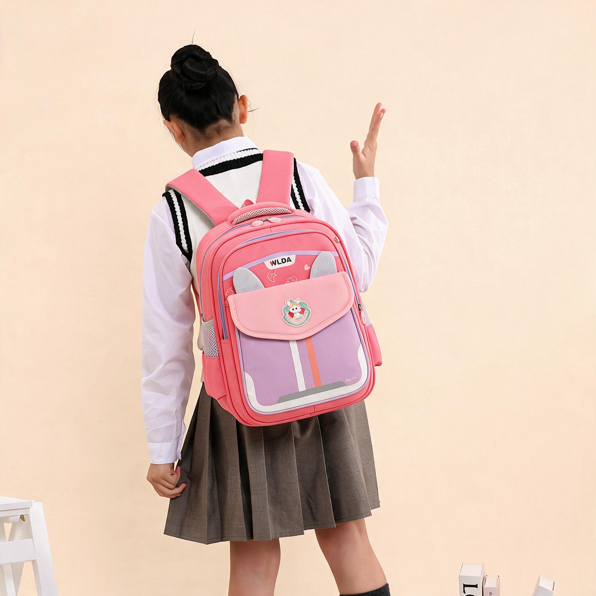 Sac à Dos Scolaire Enfant Design Oreilles Ergonomique Tissu Imperméable pour Primaire Rose SACKDS30RS - حقيبة ظهر مدرسية للأطفال - 2