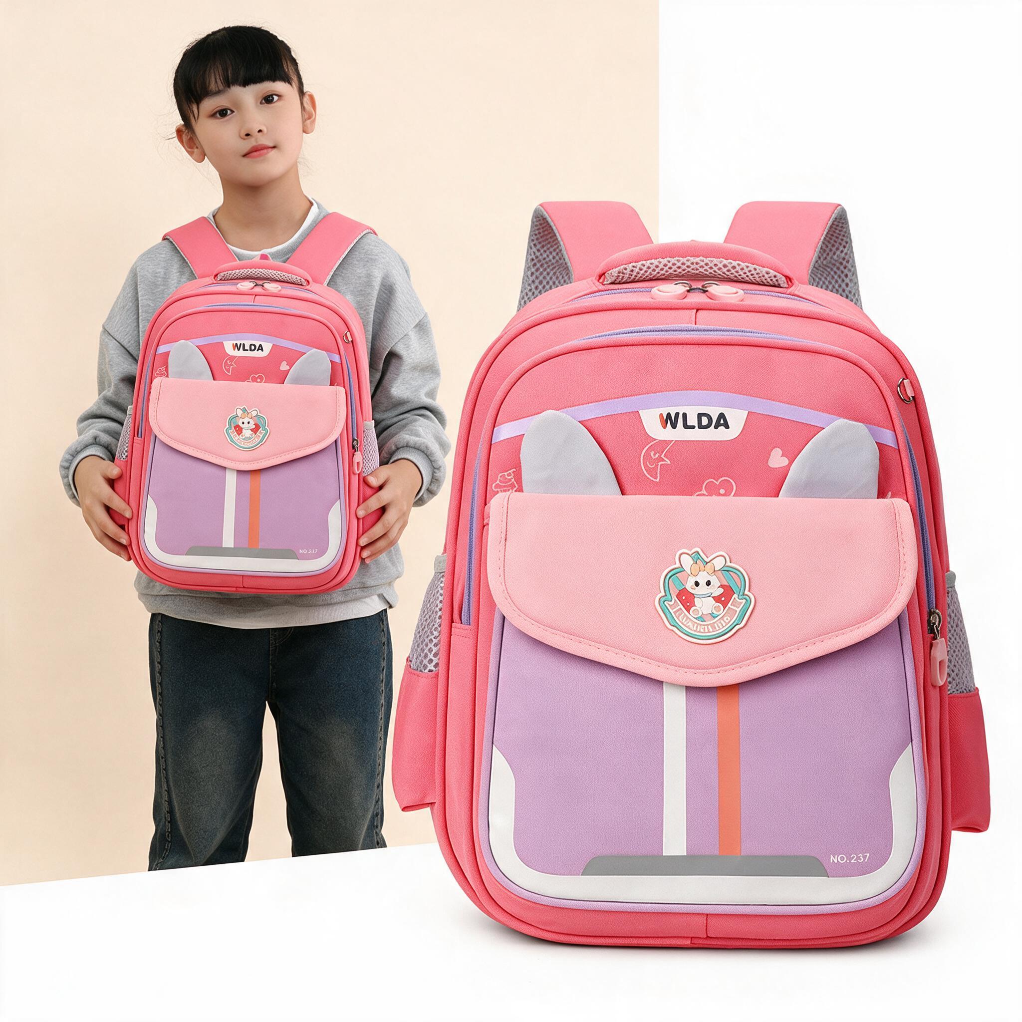 Sac à Dos Scolaire Enfant Design Oreilles Ergonomique Tissu Imperméable pour Primaire Rose SACKDS30RS - حقيبة ظهر مدرسية للأطفال 2