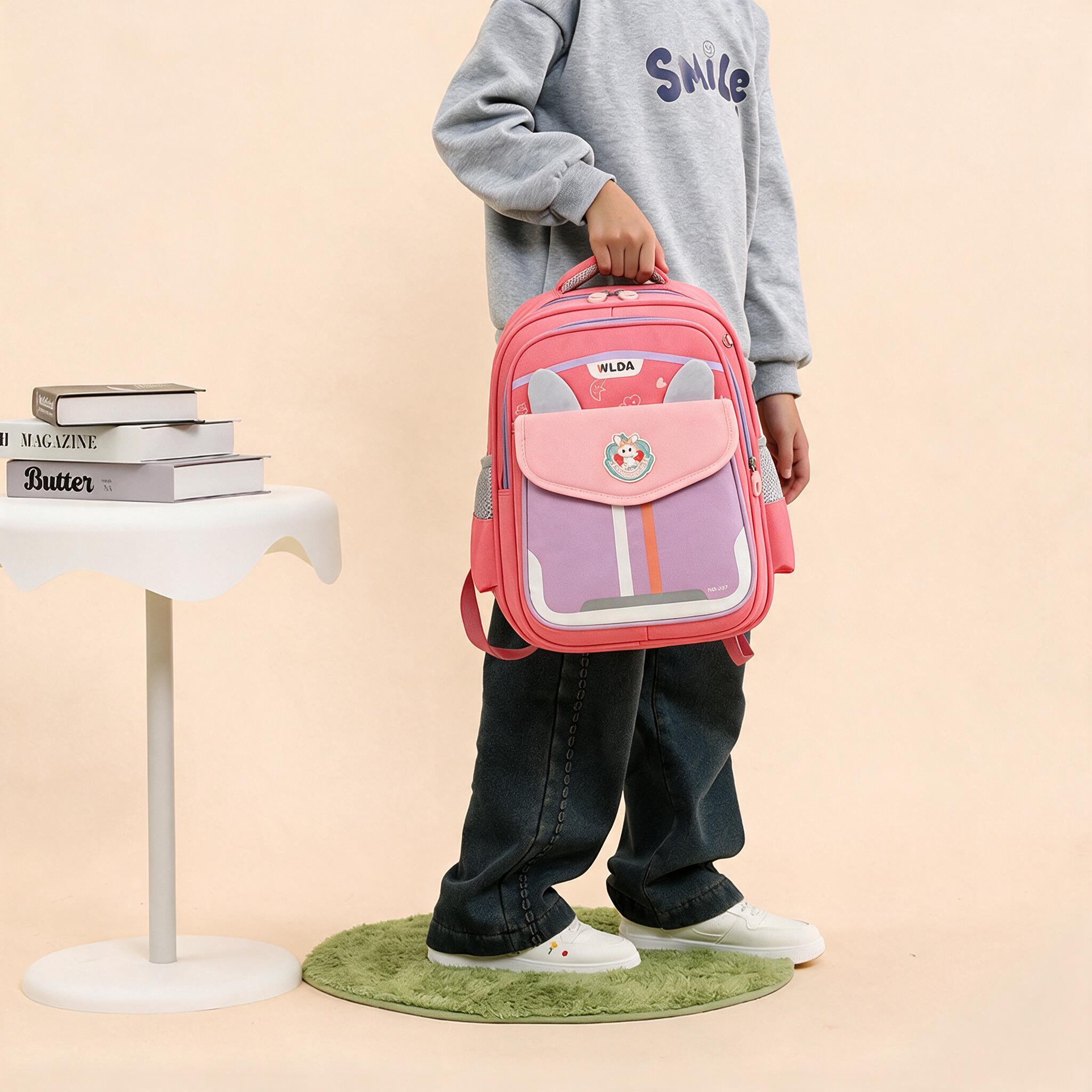 Sac à Dos Scolaire Enfant Design Oreilles Ergonomique Tissu Imperméable pour Primaire Rose SACKDS30RS - حقيبة ظهر مدرسية للأطفال - 1