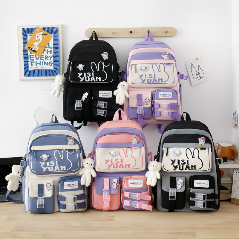 Sac à Dos Multifonctionnel Kawaii Grand Volume Imperméable et Résistant 5Pcs Bleu SACKDS29BL - حقيبة ظهر بعدة قطع بتصميم كاوايي 4