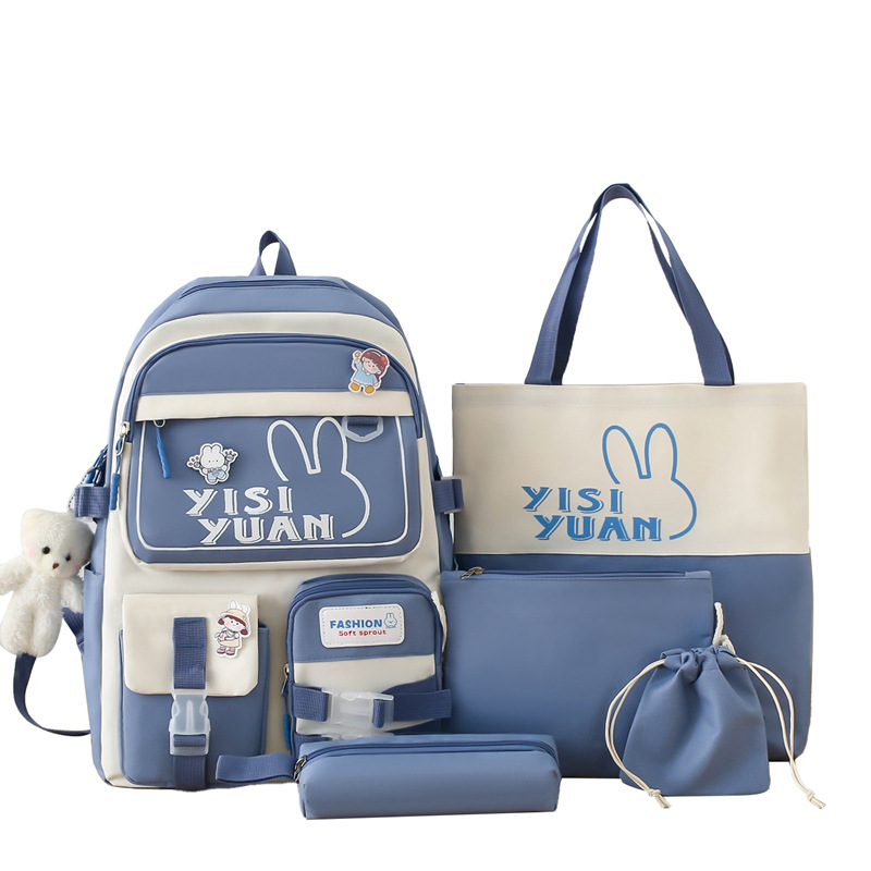 Sac à Dos Multifonctionnel Kawaii Grand Volume Imperméable et Résistant 5Pcs Bleu SACKDS29BL - حقيبة ظهر بعدة قطع بتصميم كاوايي 6