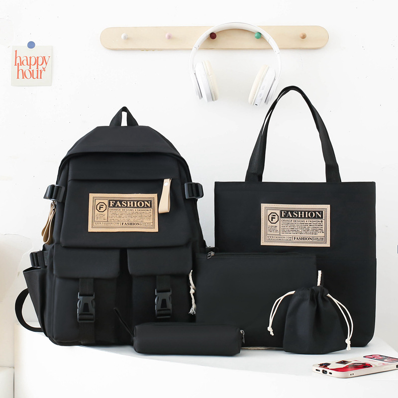 Sac à Dos Multifonctionnel Kawaii Grand Volume Imperméable et Résistant 5Pcs Noir SACKDS36N - حقيبة ظهر بعدة قطع بتصميم كاوايي 2