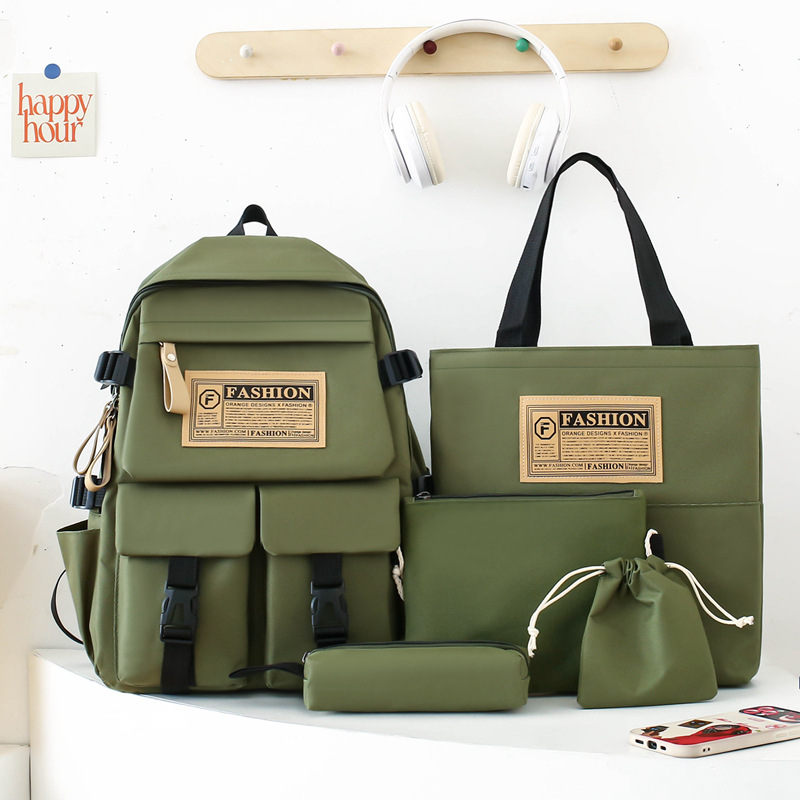 Sac à Dos Multifonctionnel Kawaii Grand Volume Imperméable et Résistant 5Pcs Vert SACKDS36V - حقيبة ظهر بعدة قطع بتصميم كاوايي 2