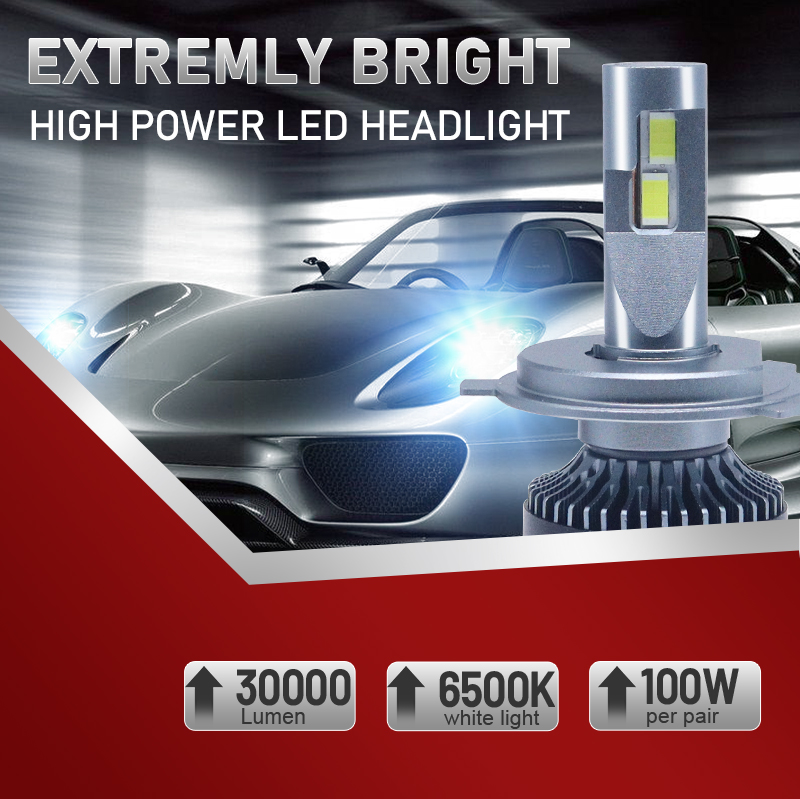Ampoules LED pour Voiture M8 Pro 120W - Très Haute Luminosité 60 000 LM H4 - مصابيح للسيارات عالية الأداء إضاءة بيضاء 6