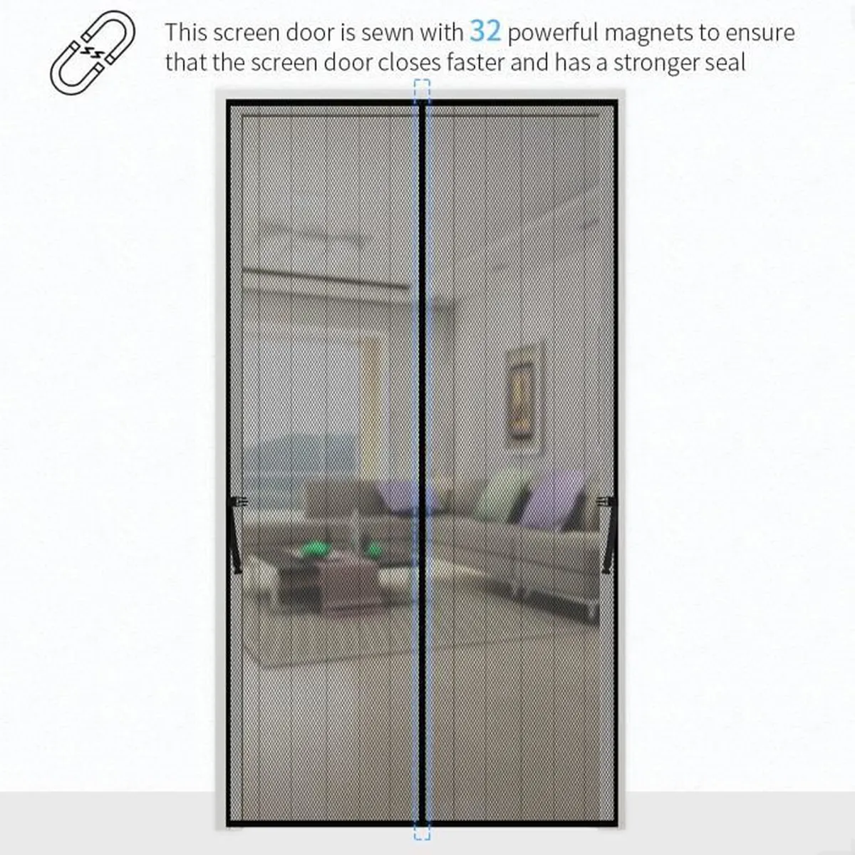 Moustiquaire rideau pour porte avec fermeture magnétique 100x190cm - 1