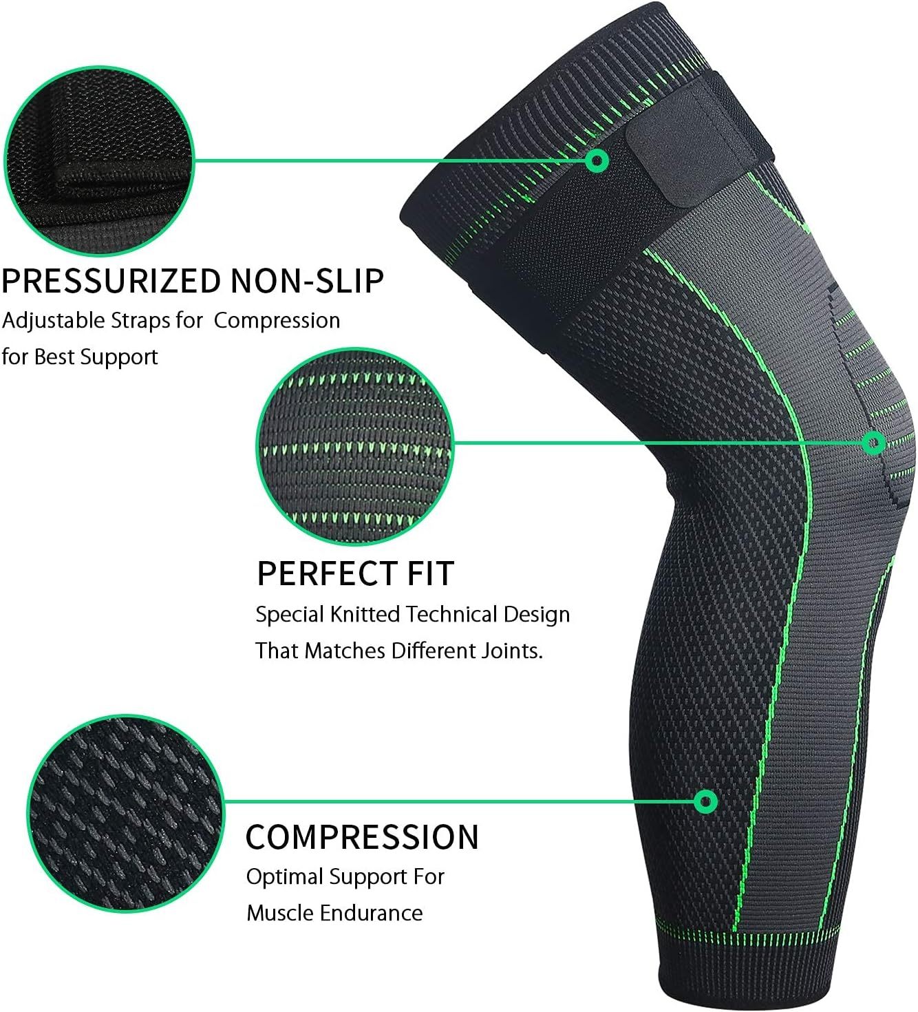 Jambière de Compression Longue avec Sangle Réglable et Tricotage 3D 2Pcs - مشد الساق الكامل والمفصل مع حزام تثبيت 2 قطع - 1