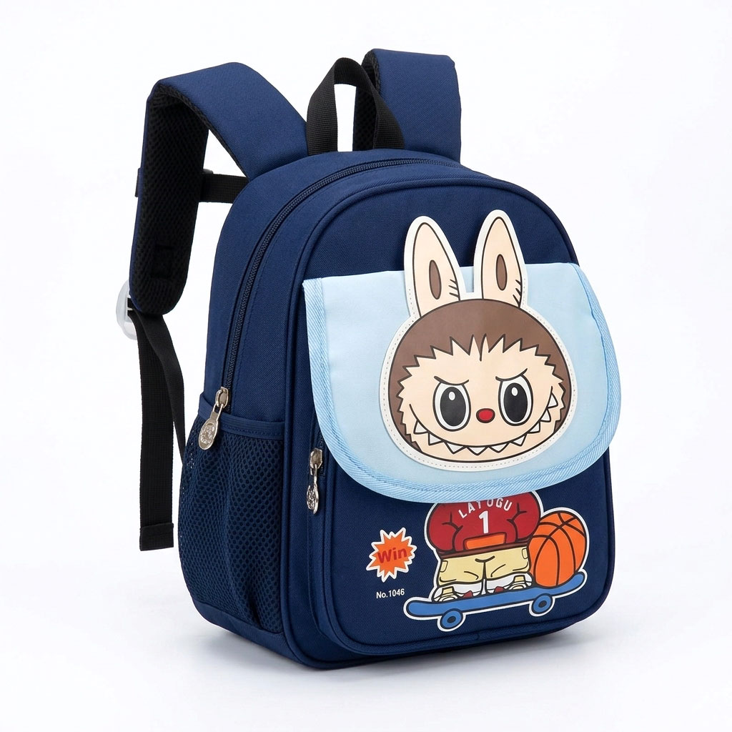 Sac à dos Enfants Design Personnage Labubu Bleu Nuit - حقيبة أطفال لابوبو أزرق ليلي 1