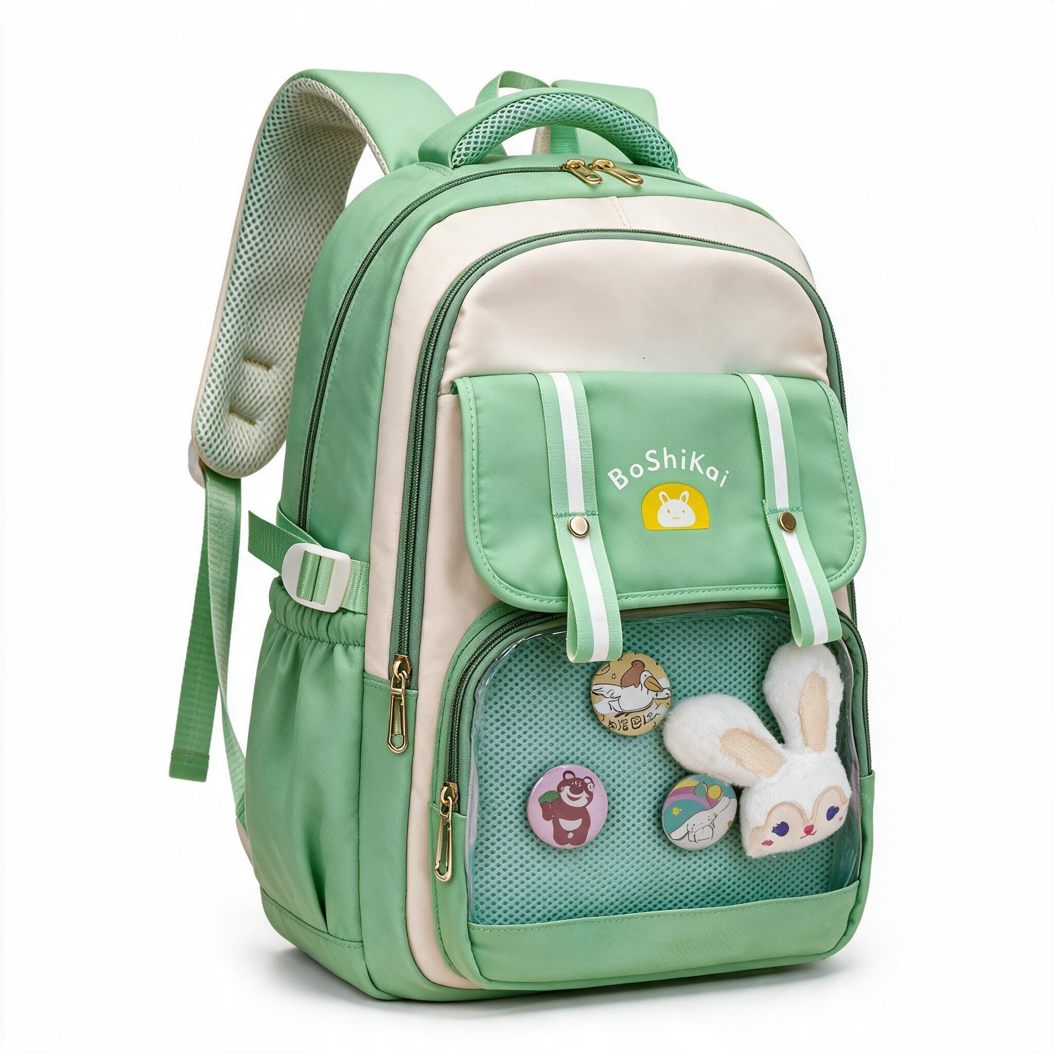 Sac à Dos Scolaire pour Enfants Style Kawaii BoShiKai Vert - حقيبة ظهر مدرسية للأطفال أخضر 1