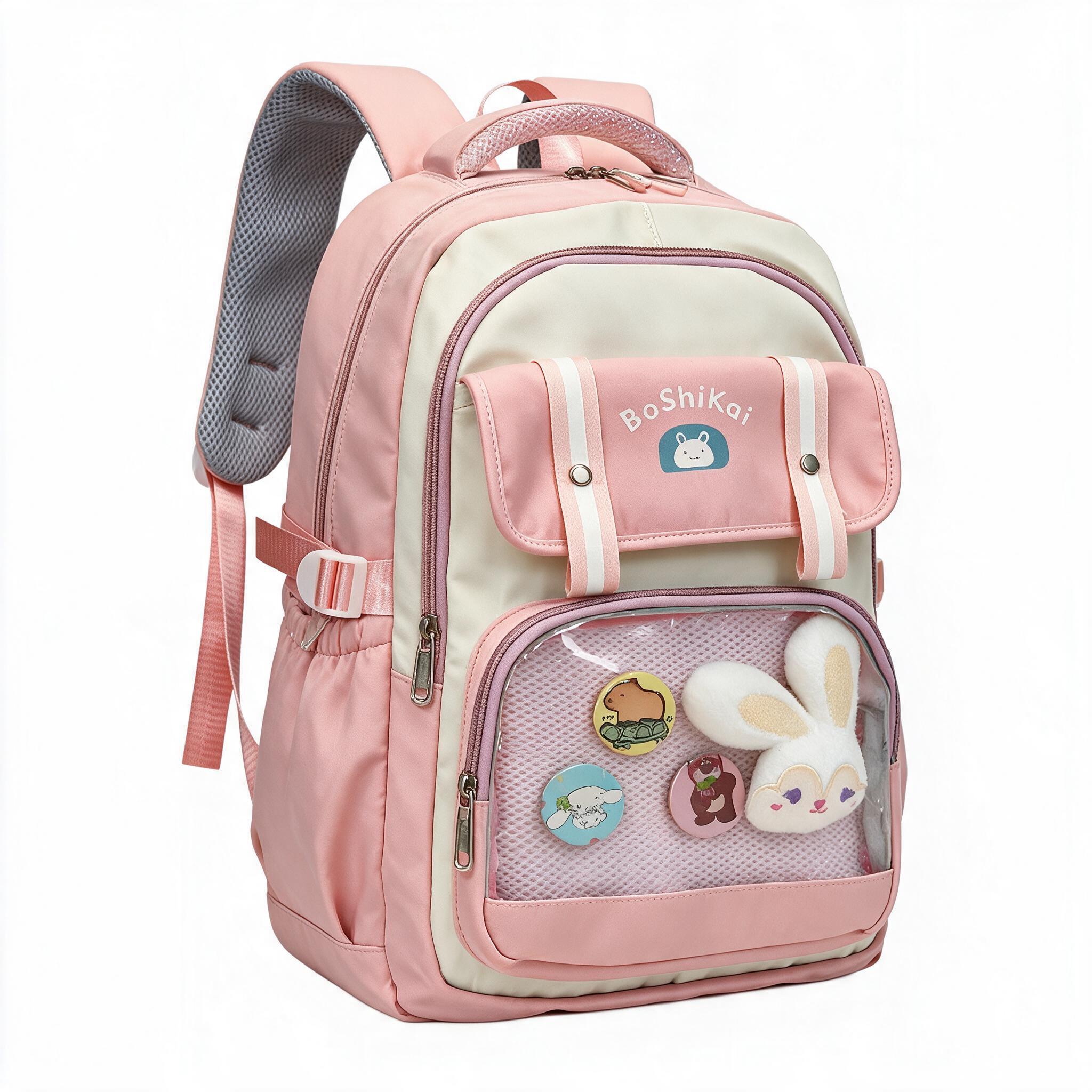 Sac à Dos Scolaire pour Enfants Style Kawaii BoShiKai Rose - حقيبة ظهر مدرسية للأطفال وردي 1