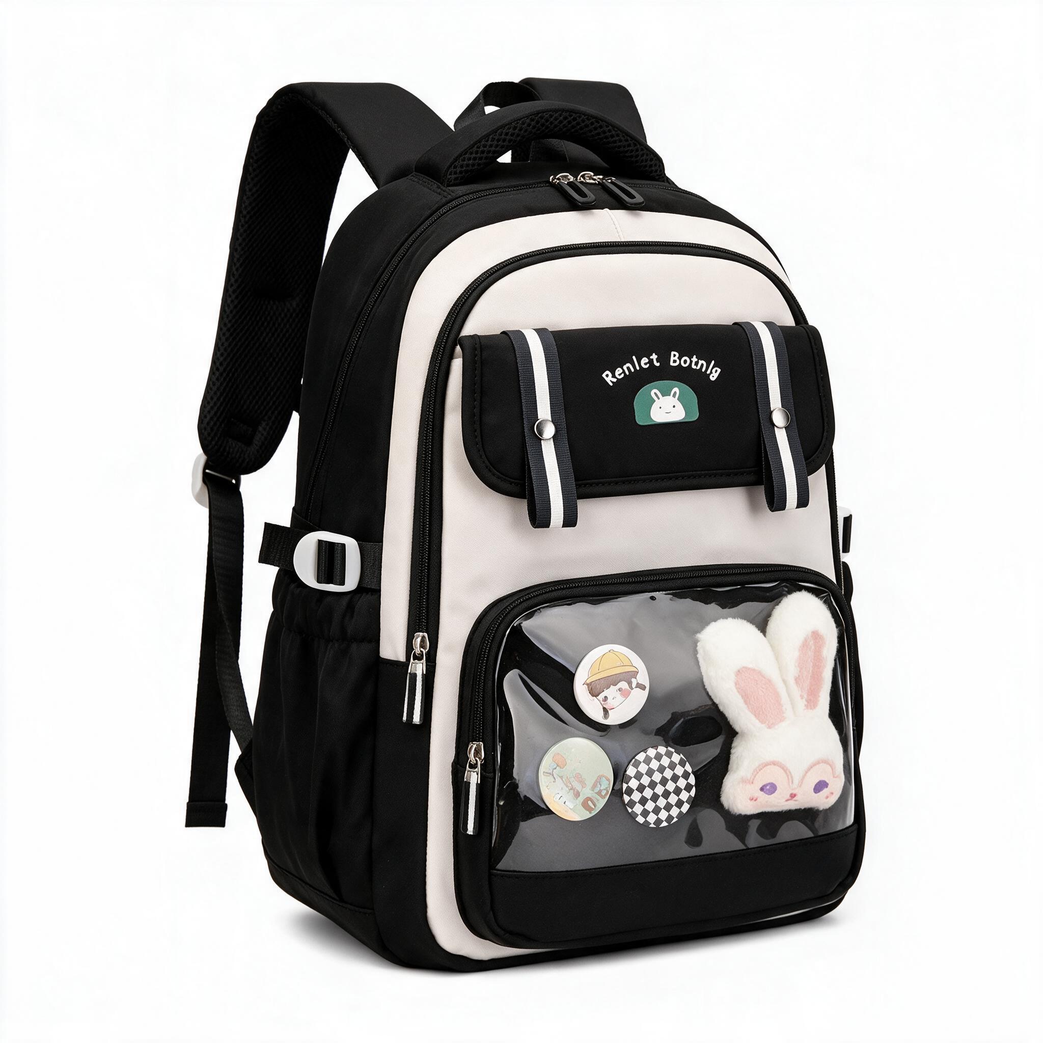 Sac à Dos Scolaire pour Enfants Style Kawaii BoShiKai Noir -  حقيبة ظهر مدرسية للأطفال أسود 1