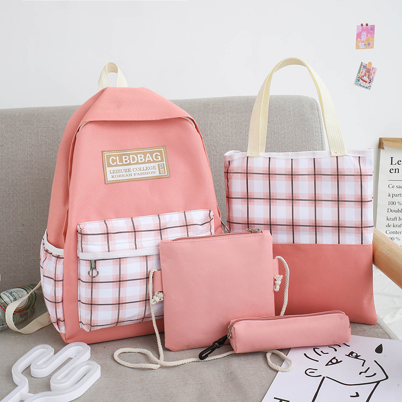 Ensemble de sacs d’école Kawai pour adolescents 4Pcs CLBD V4 Rose – محفظة 4 قطع كاواي وردي 1