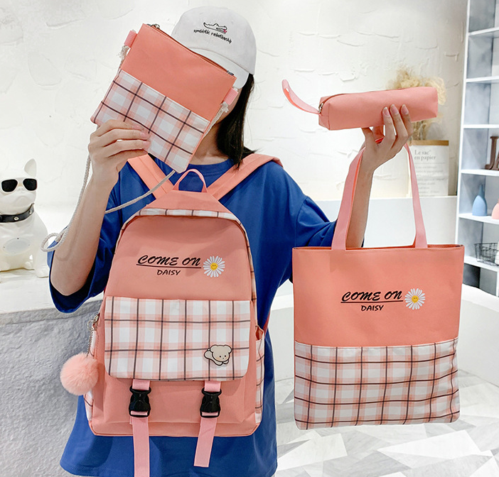 Ensemble de sacs d’école Kawai pour adolescents 4Pcs ComeON Rose – محفظة 4 قطع كاواي وردي 4