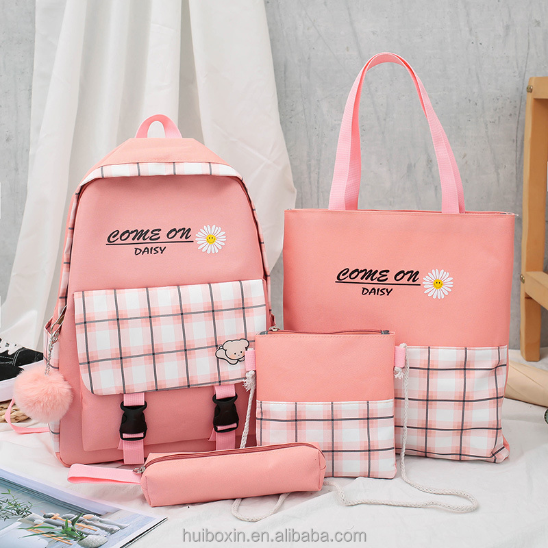 Ensemble de sacs d’école Kawai pour adolescents 4Pcs ComeON Rose – محفظة 4 قطع كاواي وردي 2