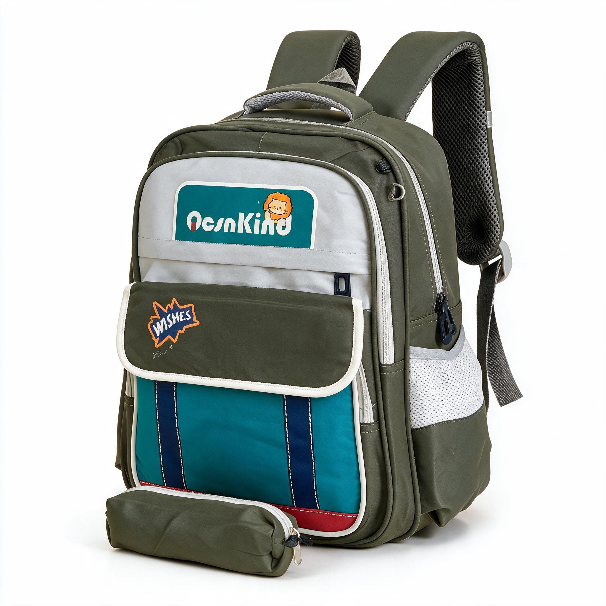 Sac à Dos pour Enfants avec Trousse Assortie 2504 Vert - حقيبة ظهر مدرسية للأطفال مع مقلمة أخضر 1