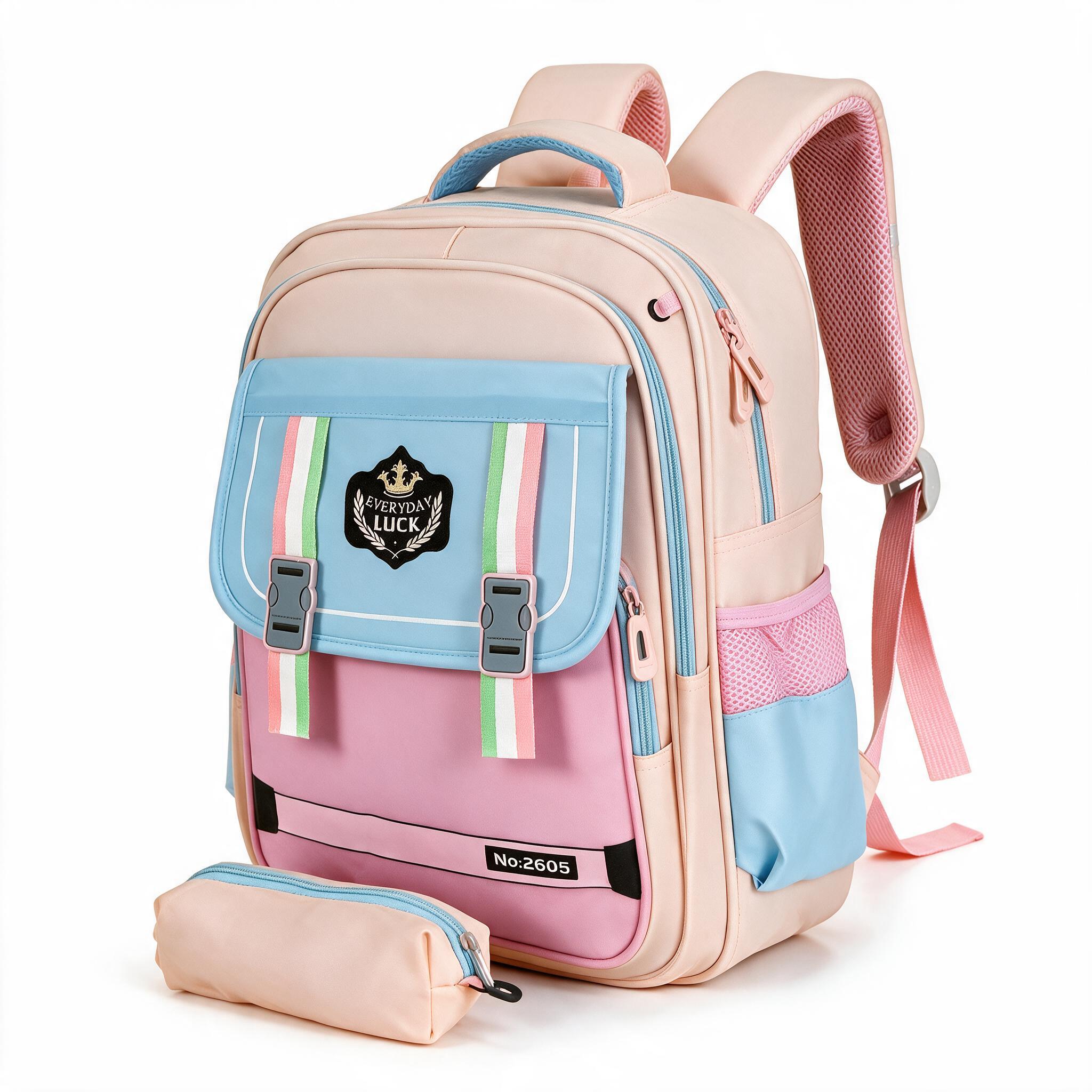 Sac à Dos pour Enfants avec Trousse Assortie 2605 Rose - حقيبة ظهر مدرسية للأطفال مع مقلمة وردي 1