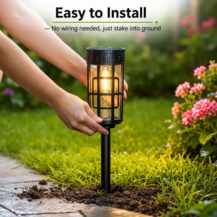 Éclairage Solaire de Jardin Extérieur avec Support Murale HW-1288B - مصابيح حدائق شمسية فاخرة إضاءة دافئة - 11