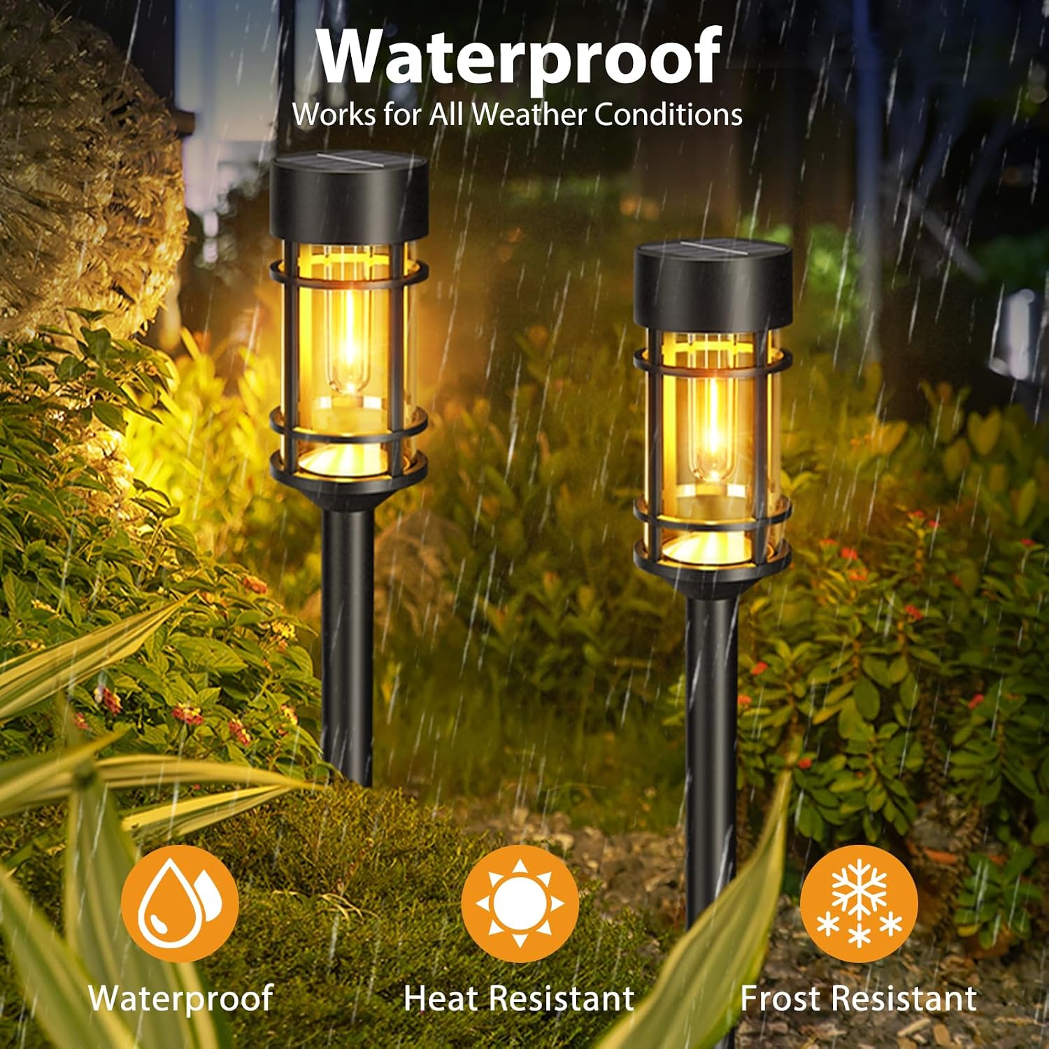 Éclairage Solaire de Jardin Extérieur avec Support Murale HW-1288B - مصابيح حدائق شمسية فاخرة إضاءة دافئة - 4