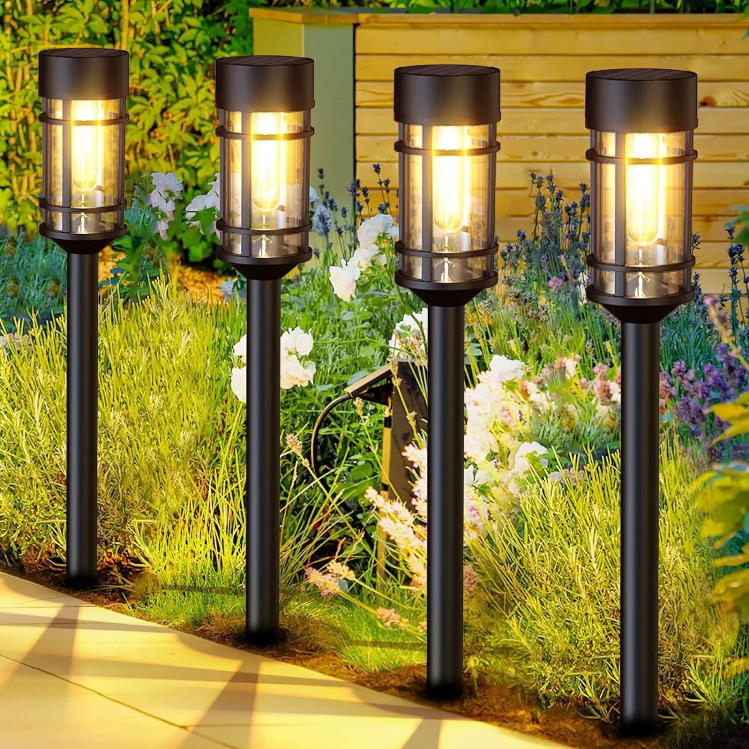 Éclairage Solaire de Jardin Extérieur avec Support Murale HW-1288B - مصابيح حدائق شمسية فاخرة إضاءة دافئة - 9