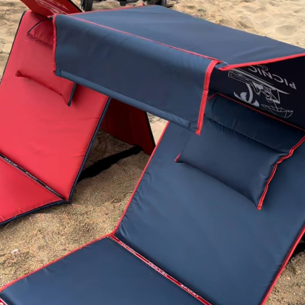Chaise Longue de Plage Pliable avec Pare-Soleil et Oreiller Intégré - كرسي شاطئ قابل للطي مع مظلة شمسية ووسادة مدمجة 5