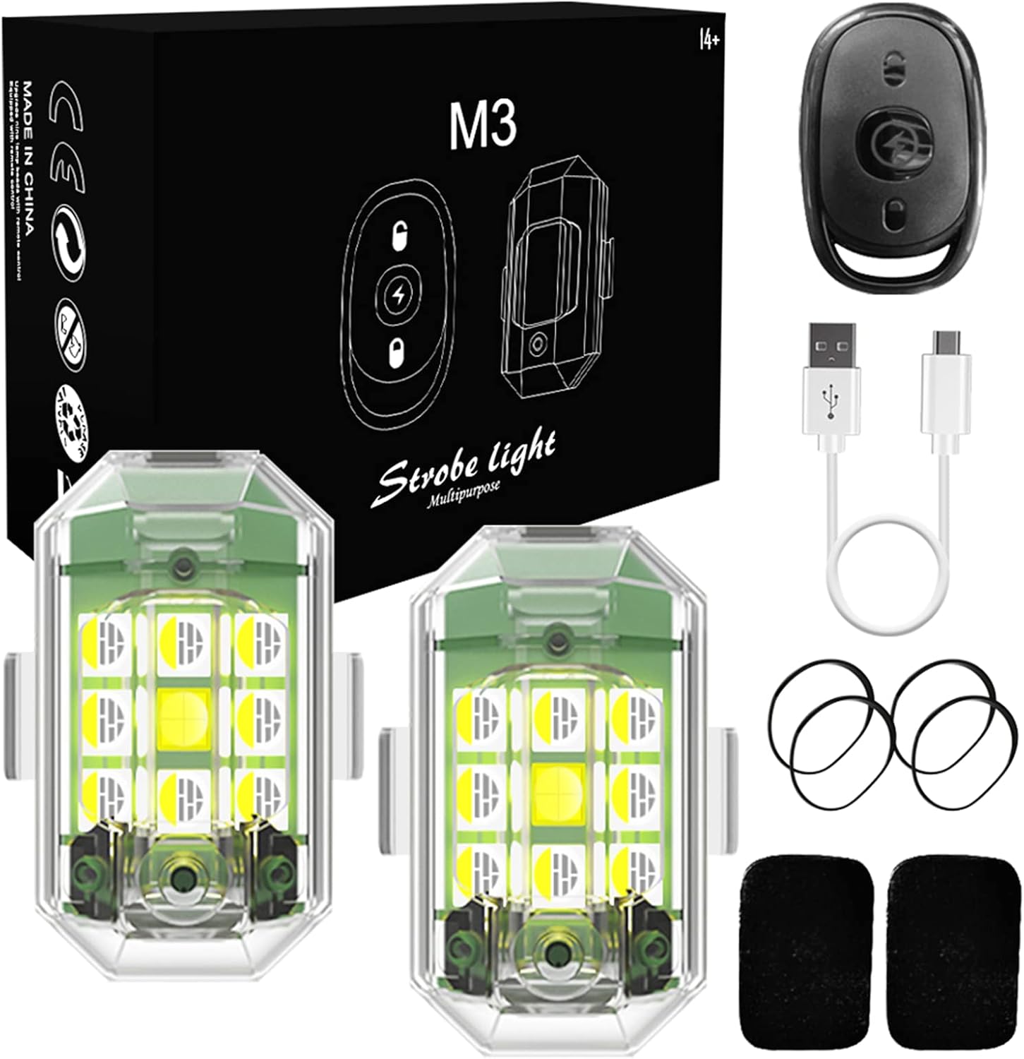 Mini Lumières LED Flash Anti-Collision avec Télécommande sans Fil 30 Modes 2Pcs - أضواء فلاش مع ريموت كنترول لاسلكي لسائقي الدراجات 12