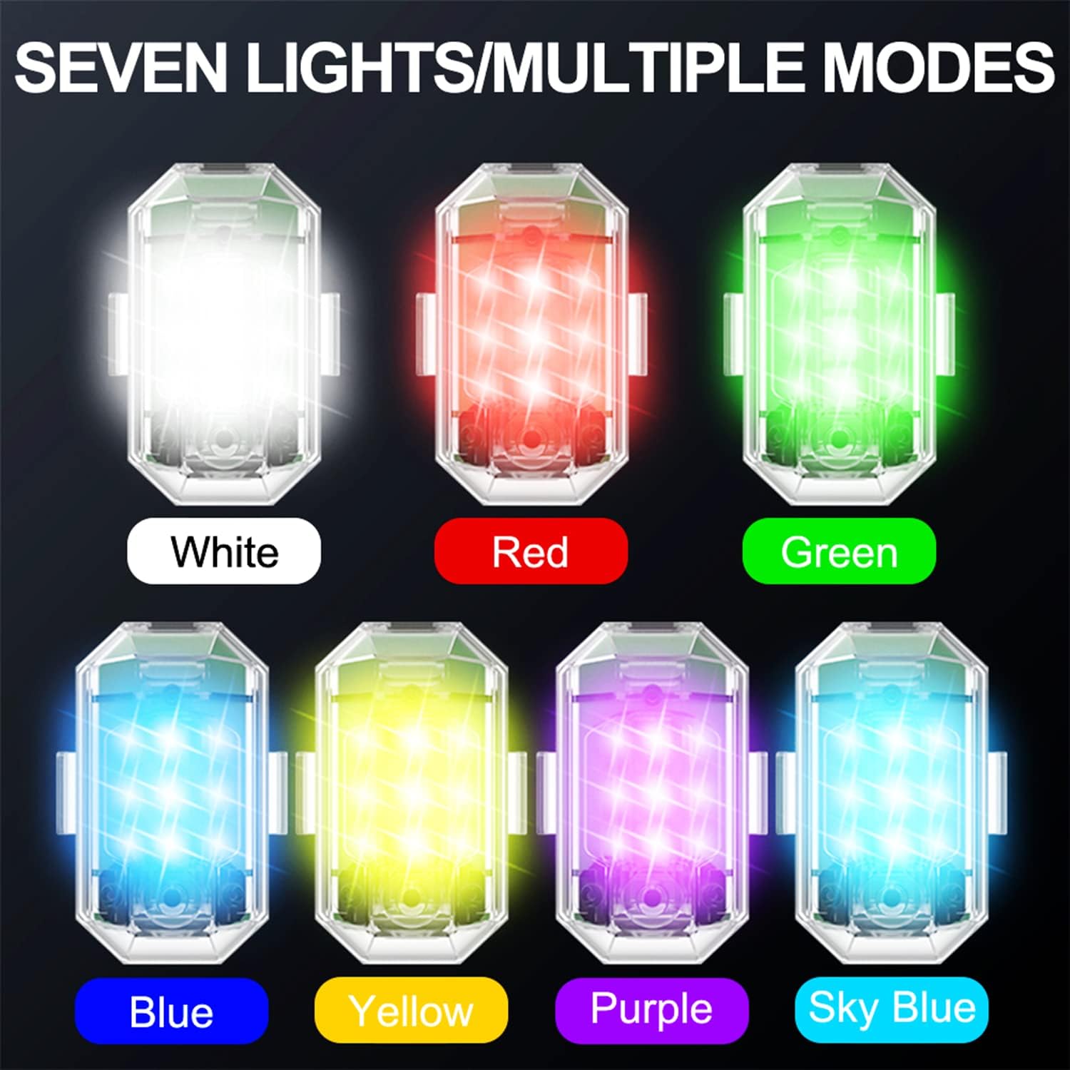 Mini Lumières LED Flash Anti-Collision avec Télécommande sans Fil 30 Modes 2Pcs - أضواء فلاش مع ريموت كنترول لاسلكي لسائقي الدراجات 14
